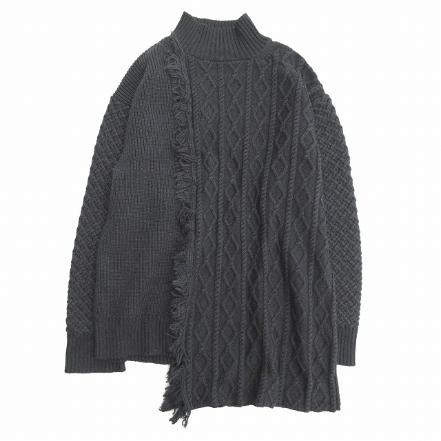 美品 サイト s'yte ヨウジヤマモト Yohji Yamamoto アラン フリンジ アシンメトリー ロング セーターを買い取りさせて頂きました♪