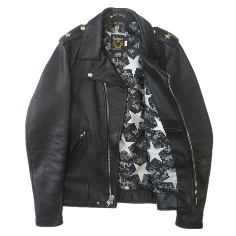 15AW ソフネット SOPHNET. × ショット SCHOTT ONESTAR RIDERS JACKET ワンスター ライダース ジャケット ブルゾン ダブル カウレザー 裏地総柄 SOPH-156175 サイズ34 黒 ブラック メンズ 買い取りさせて頂きました♪