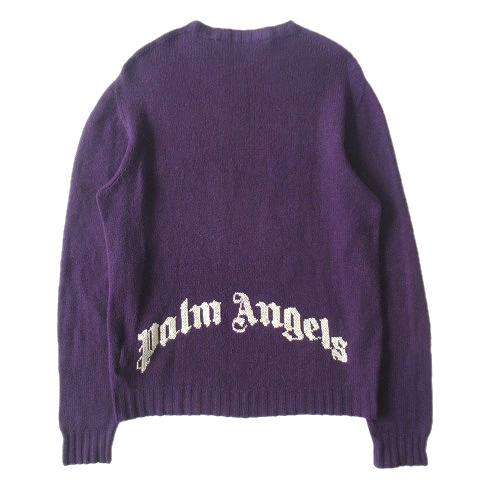 美品 20AW パームエンジェルス PALM ANGELS Rec Logo Sweater レック ロゴ セーター ニット カットソー 長袖 バックロゴ 丸首 PMHE027F20KNI001 サイズXL 紫 パープル メンズ 買い取りさせて頂きました♪