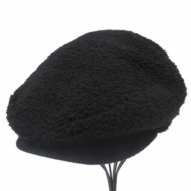 未使用品 エルメス HERMES シアリングラム ムートン ハンチング キャップ 帽子 ボア 羊革 コーデュロイ サイズ59 黒 ブラック メンズ レディース ユニセックス 買い取りさせて頂きました♪