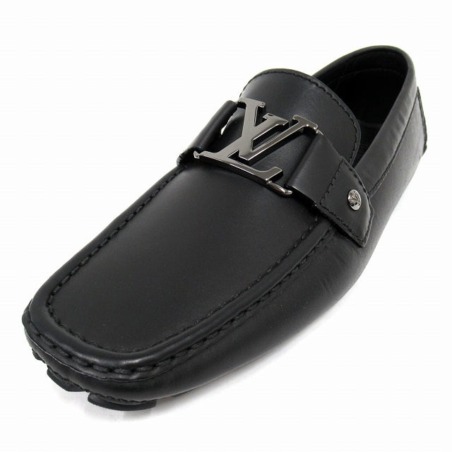 未使用品 ルイヴィトン LOUIS VUITTON "モンテカルロ・ライン" LVロゴ レザー ローファー ドライビング シューズ スリッポン 革靴 サイズ7 26cm 黒 ブラック メンズ 買い取りさせて頂きました♪