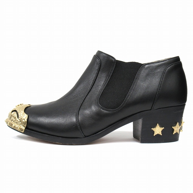 美品 シャネル CHANEL "パリダラス" レザー サイドゴア ショート ブーツ ブーティ シューズ 靴 ココマーク スター ゴールド金具 G30045 サイズ35 約22cm 黒 ブラック レディース 買い取りさせて頂きました♪