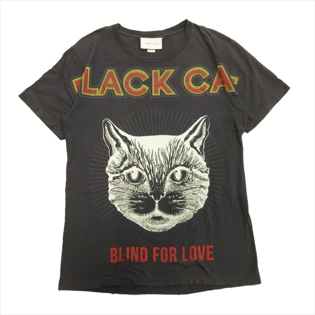 18ss グッチ GUCCI by Alessandro Michele ブラックキャット プリント Tシャツ BLACK CAT PRINT TEE カットソー ダメージ加工 ネコ アニマル S チャコールグレー メンズ を買い取りさせて頂きました♪