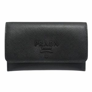極美品 プラダ PRADA ロゴ カードケース 二つ折り 財布 サフィアーノシャインレザー コインケース パスケース 1MC004 黒 買い取りさせて頂きました♪ リモード福山
