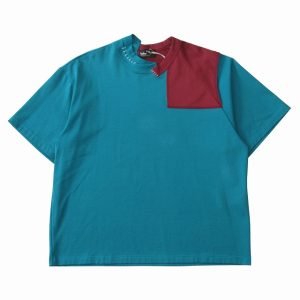 未使用品 21SS カラー kolor クリアコットン ドッキング Tシャツ カットソー 半袖 アーカイブ 21SCM-T04203 サイズ2 ブルーグリーン/ボルドー メンズ 買い取りさせて頂きました♪ リモード福山