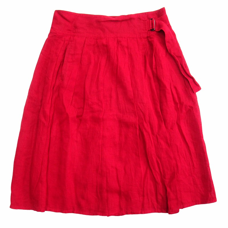美品 ワイズレッドレーベル Y's Red Label ヨウジヤマモト Yohji Yamamoto リネン ラップ ハーフ スカート シアー 巻きスカート シースルー アーカイブ 2 赤 レディース 買い取りさせて頂きました♪ リモード福山