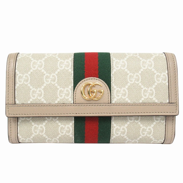 美品 グッチ GUCCI "オフィディア GG コンチネンタル ウォレット" GGマーモント ダブルG 長財布 二つ折り ウェブストライプ シェリーライン ロゴ 523153 ベージュ/ホワイト メンズ レディース ユニセックス 買い取りさせて頂きました♪ リモード福山