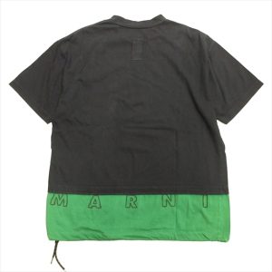 19ss マルニ MARNI バイカラー Tシャツ カットソー ロゴ 刺繍 44 黒 ブラック 緑 グリーン メンズ 買い取りさせて頂きました♪ リモード福山