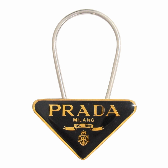 プラダ PRADA トライアングルロゴ 三角ロゴ キーリング キーホルダー アクセサリー ジュエリー M285 ブラック/ゴールド 買い取りさせて頂きました♪ リモード福山