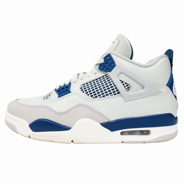 極美品 ナイキ NIKE "AIR JORDAN 4 RETRO" エアジョーダン 4 レトロ スニー シューズ 靴 レザー FV5029-141 サイズ27.5cm オフホワイト/ミリタリー ブルー メンズ 買い取りさせて頂きました♪ リモード福山