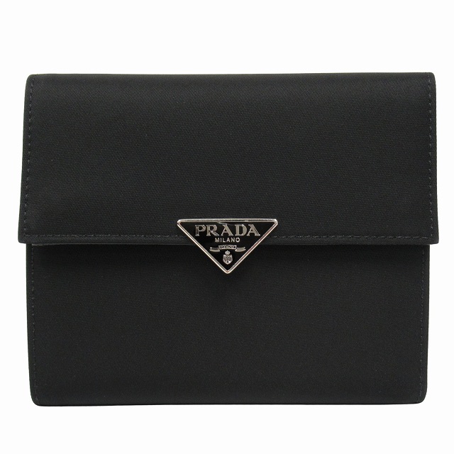 買い取りさせて頂きました♪ リモード福山極美品 プラダ PRADA 財布 三つ折り コンパクト テスート ナイロン サフィアーノ レザー トライアングルロゴ 三角ロゴ 1M0170 黒 ブラック メンズ レディース ユニセックス 買い取りさせて頂きました♪ リモード福山