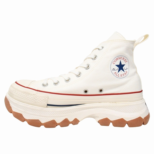 美品 コンバース CONVERSE "ALL STAR 100 TREKWAVE HI WHITE" オールスター トレックウエーブ ハイ ホワイト スニーカー シューズ 靴 プラットフォーム 厚底 1SD034 サイズ24.5cm 白 レディース 買い取りさせて頂きました♪ リモード福山