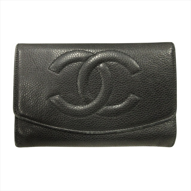 シャネル CHANEL 90's ココマーク キャビアスキン コインケース 2つ折り 財布 小銭入れ レザー ゴールド金具 4番台 オールド ビンテージ ヴィンテージ 黒 買い取りさせて頂きました♪ リモード福山