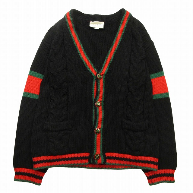 18SS グッチ GUCCI シェリーライン オーバーサイズ ケーブルニット カーディガン 長袖 GGロゴボタン セーター を買い取りさせて頂きました♪